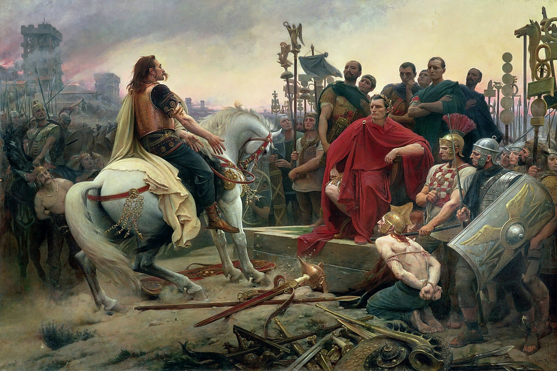 Vercingetorix predându-se lui Iulius Caesar după bătălia de la Alesia